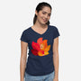 Leafy Kitsune-Womens-V-Neck-Tee-erion_designs