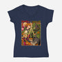 Samurai Sukubi VS Shurekku-Womens-V-Neck-Tee-Bruno Mota