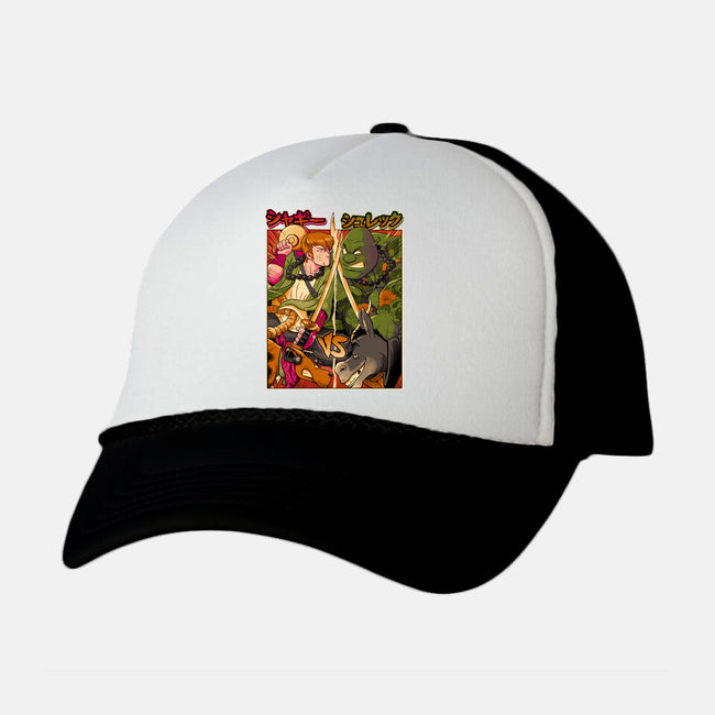 Samurai Sukubi VS Shurekku-Unisex-Trucker-Hat-Bruno Mota