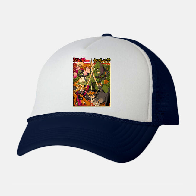 Samurai Sukubi VS Shurekku-Unisex-Trucker-Hat-Bruno Mota