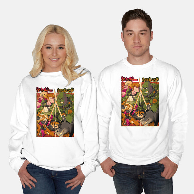 Samurai Sukubi VS Shurekku-Unisex-Crew Neck-Sweatshirt-Bruno Mota