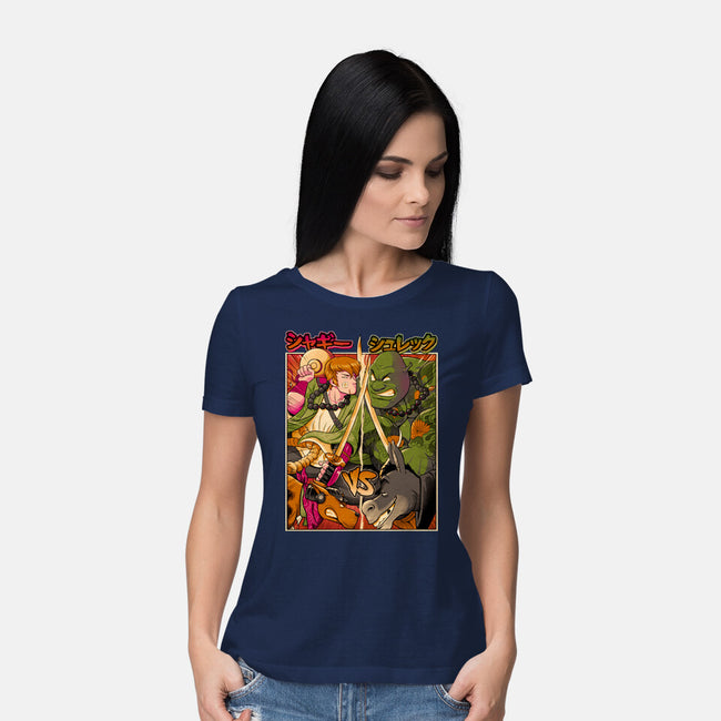 Samurai Sukubi VS Shurekku-Womens-Basic-Tee-Bruno Mota