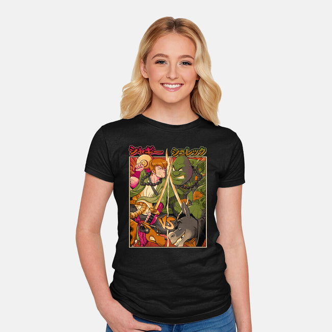 Samurai Sukubi VS Shurekku-Womens-Fitted-Tee-Bruno Mota