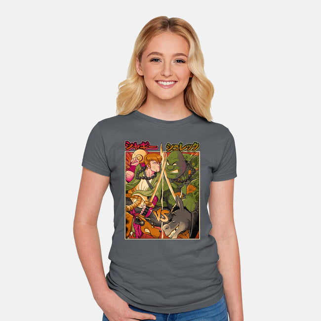 Samurai Sukubi VS Shurekku-Womens-Fitted-Tee-Bruno Mota