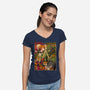 Samurai Sukubi VS Shurekku-Womens-V-Neck-Tee-Bruno Mota