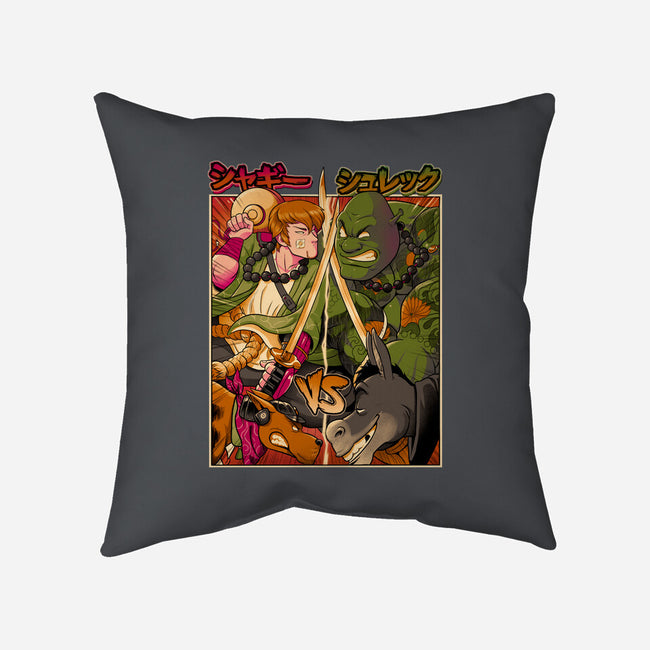 Samurai Sukubi VS Shurekku-None-Non-Removable Cover w Insert-Throw Pillow-Bruno Mota