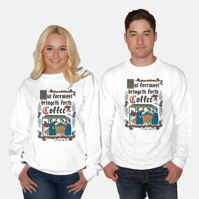 But First Coffee Medieval Style-Unisex-Crew Neck-Sweatshirt-Nemons