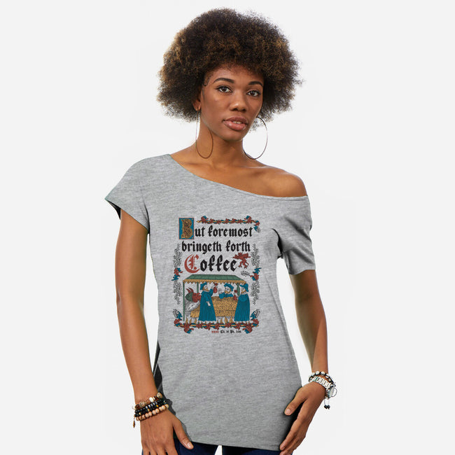 But First Coffee Medieval Style-Womens-Off Shoulder-Tee-Nemons