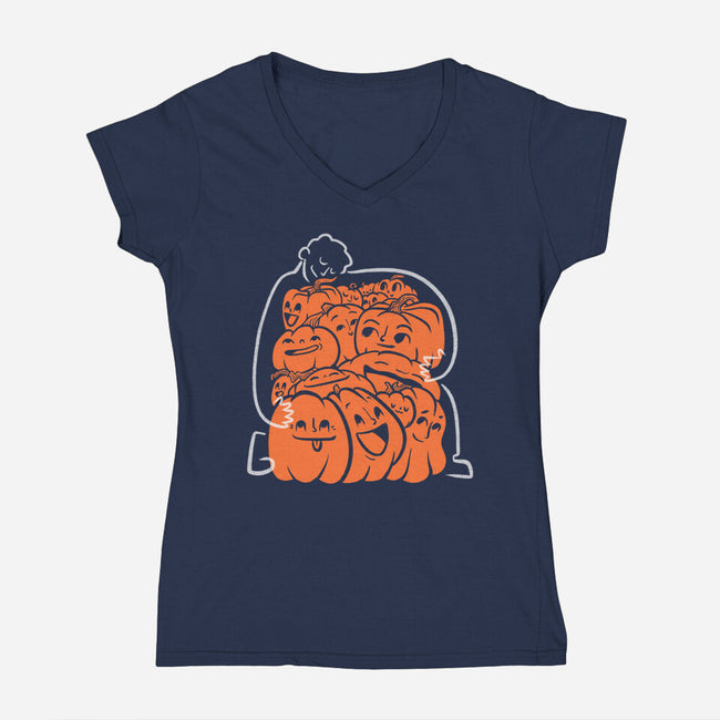 Pumpkin Picker-Womens-V-Neck-Tee-Aarons Art Room