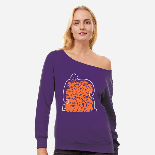 Pumpkin Picker-Womens-Off Shoulder-Sweatshirt-Aarons Art Room