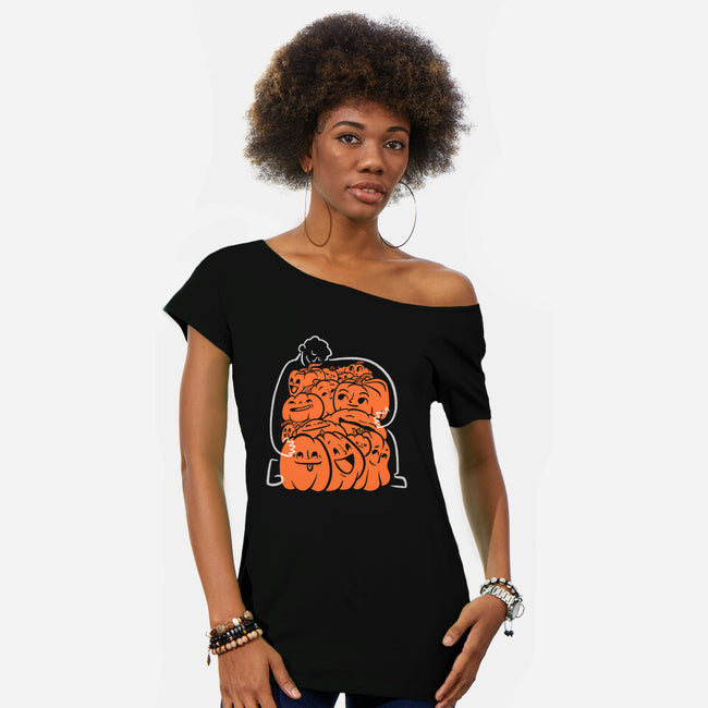 Pumpkin Picker-Womens-Off Shoulder-Tee-Aarons Art Room