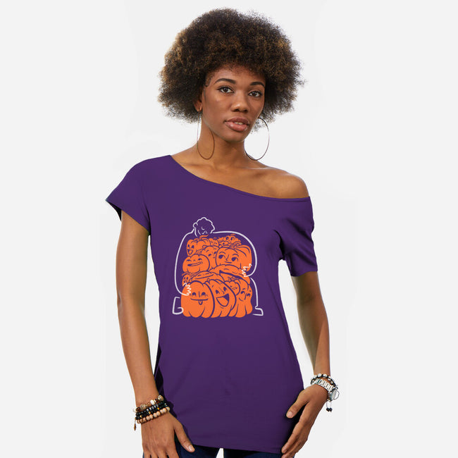 Pumpkin Picker-Womens-Off Shoulder-Tee-Aarons Art Room