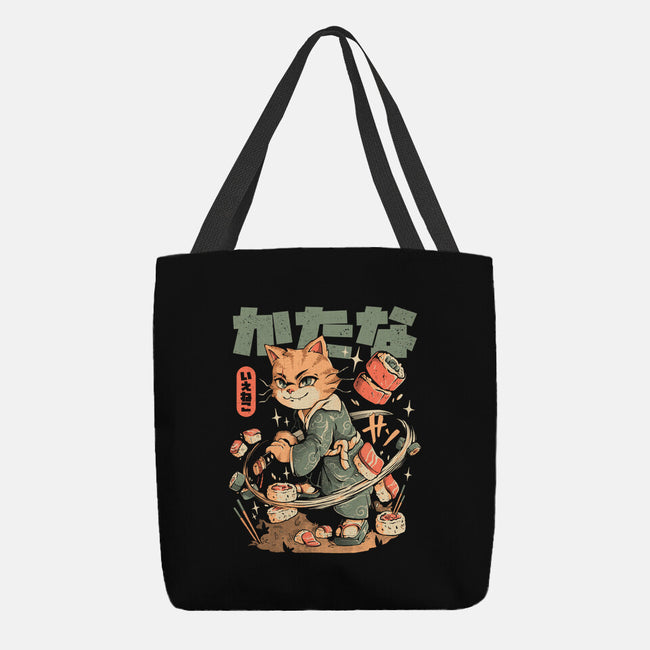 Sushi Slayer Cat-None-Basic Tote-Bag-eduely