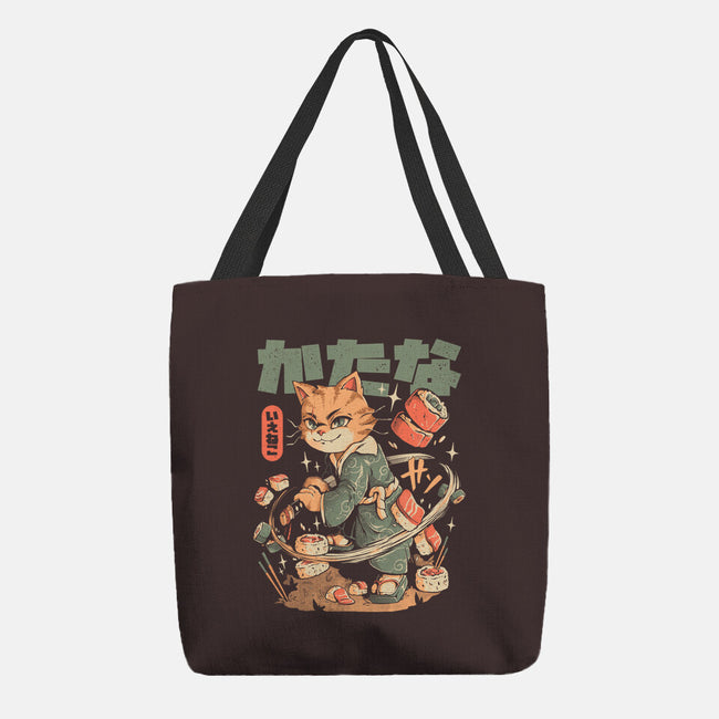 Sushi Slayer Cat-None-Basic Tote-Bag-eduely