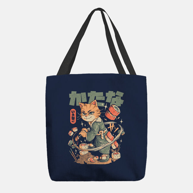 Sushi Slayer Cat-None-Basic Tote-Bag-eduely