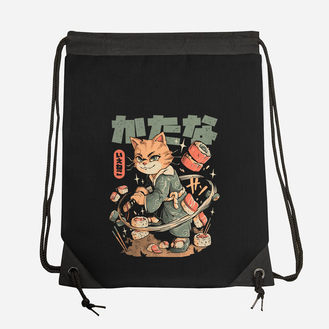 Sushi Slayer Cat-None-Drawstring-Bag-eduely