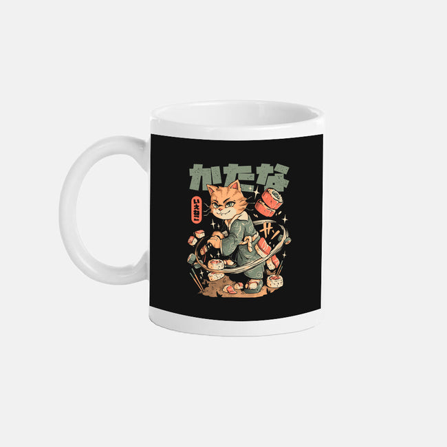 Sushi Slayer Cat-None-Mug-Drinkware-eduely