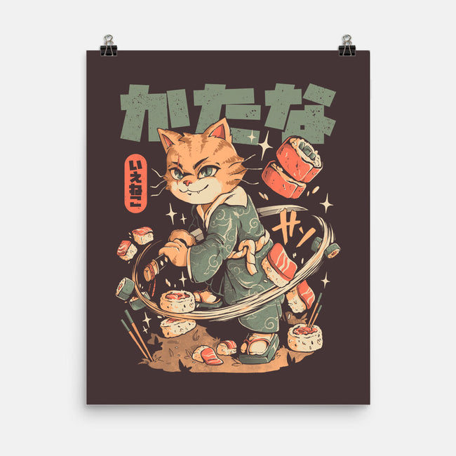 Sushi Slayer Cat-None-Matte-Poster-eduely