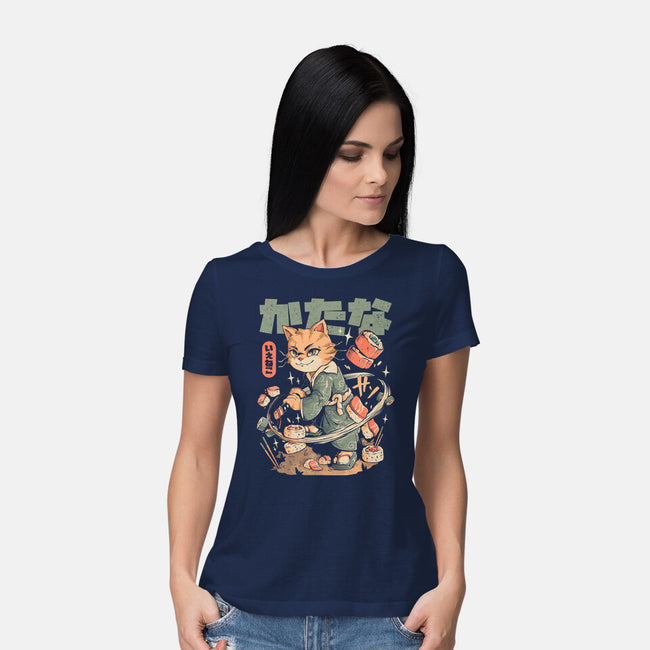 Sushi Slayer Cat-Womens-Basic-Tee-eduely