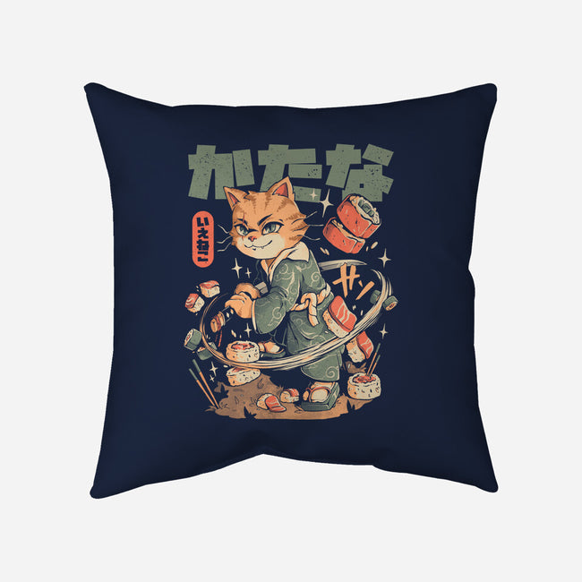 Sushi Slayer Cat-None-Removable Cover-Throw Pillow-eduely