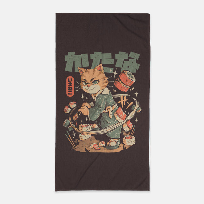 Sushi Slayer Cat-None-Beach-Towel-eduely