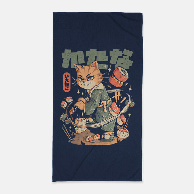 Sushi Slayer Cat-None-Beach-Towel-eduely