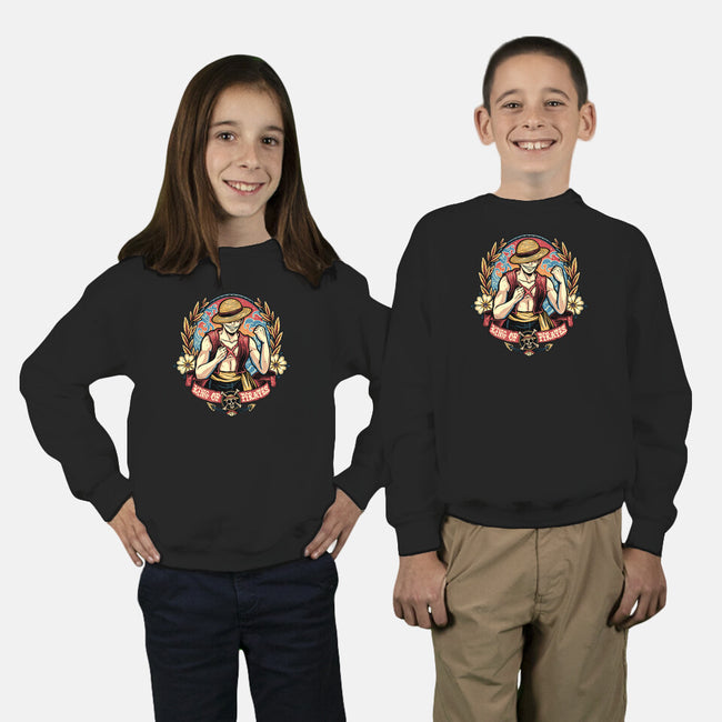 Ultimate Pirate King-Youth-Crew Neck-Sweatshirt-momma_gorilla