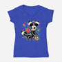 Night Skeleton-Womens-V-Neck-Tee-IKILO