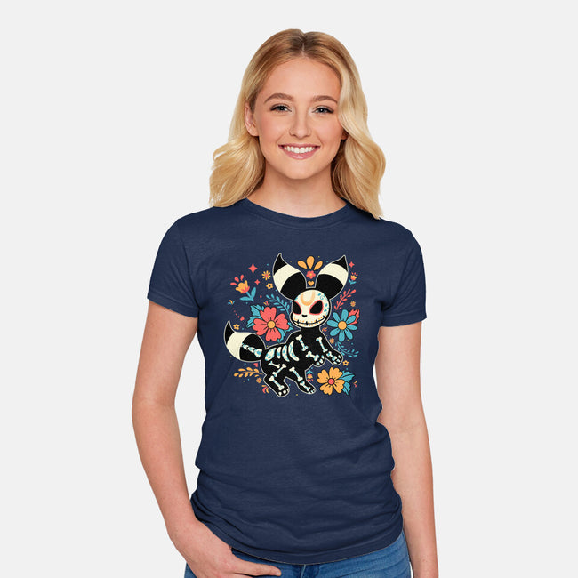 Night Skeleton-Womens-Fitted-Tee-IKILO