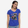 Night Skeleton-Womens-V-Neck-Tee-IKILO