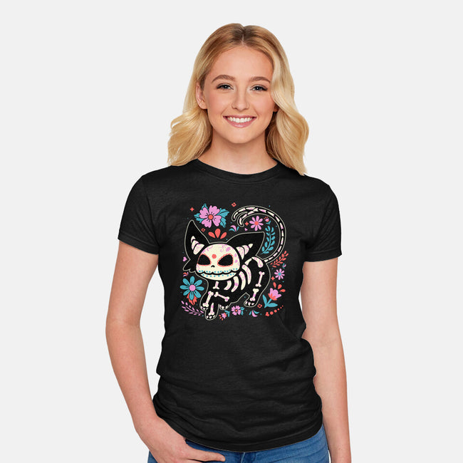 Day Skeleton-Womens-Fitted-Tee-IKILO