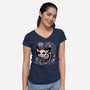 Day Skeleton-Womens-V-Neck-Tee-IKILO