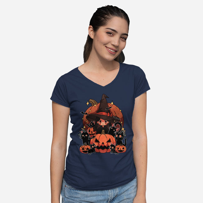 Spellbound Kitties-Womens-V-Neck-Tee-fanfreak1