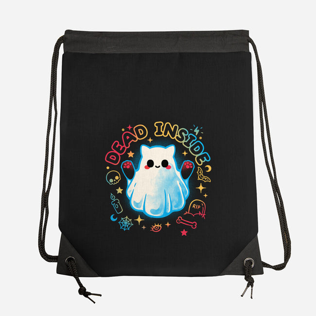 Cat Ghost Dead Inside-None-Drawstring-Bag-NemiMakeit