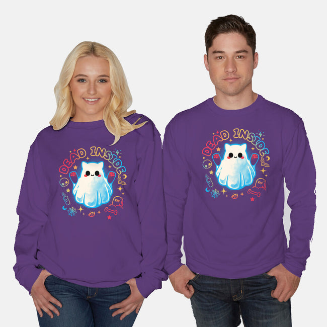 Cat Ghost Dead Inside-Unisex-Crew Neck-Sweatshirt-NemiMakeit