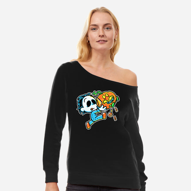 Super Halloween Boy-Womens-Off Shoulder-Sweatshirt-naomori