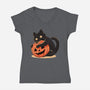 Pumpkin Embrace-Womens-V-Neck-Tee-fanfreak1