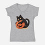 Pumpkin Embrace-Womens-V-Neck-Tee-fanfreak1