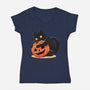 Pumpkin Embrace-Womens-V-Neck-Tee-fanfreak1