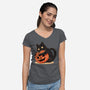 Pumpkin Embrace-Womens-V-Neck-Tee-fanfreak1