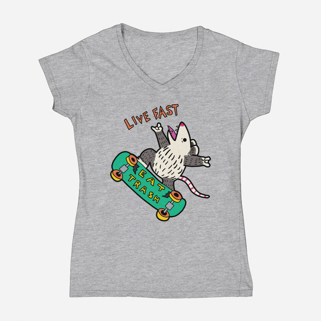 Skate And Eat Trash-Womens-V-Neck-Tee-MaxoArt