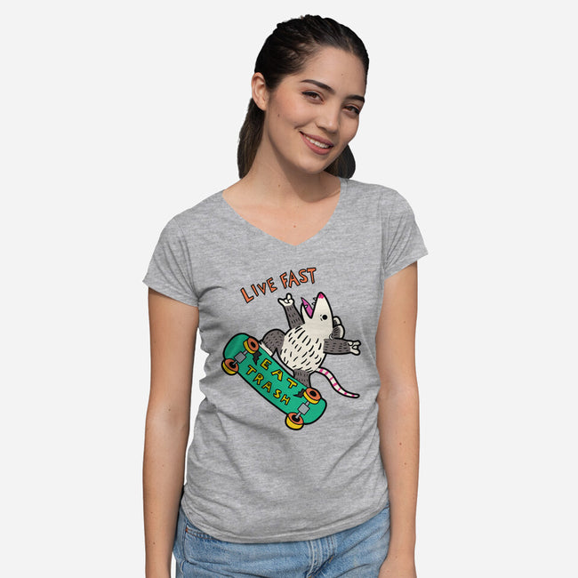 Skate And Eat Trash-Womens-V-Neck-Tee-MaxoArt