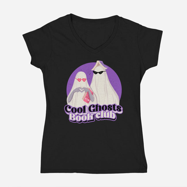 Cool Ghosts Book Club-Womens-V-Neck-Tee-Paola Locks