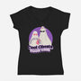 Cool Ghosts Book Club-Womens-V-Neck-Tee-Paola Locks