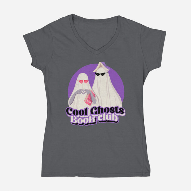 Cool Ghosts Book Club-Womens-V-Neck-Tee-Paola Locks