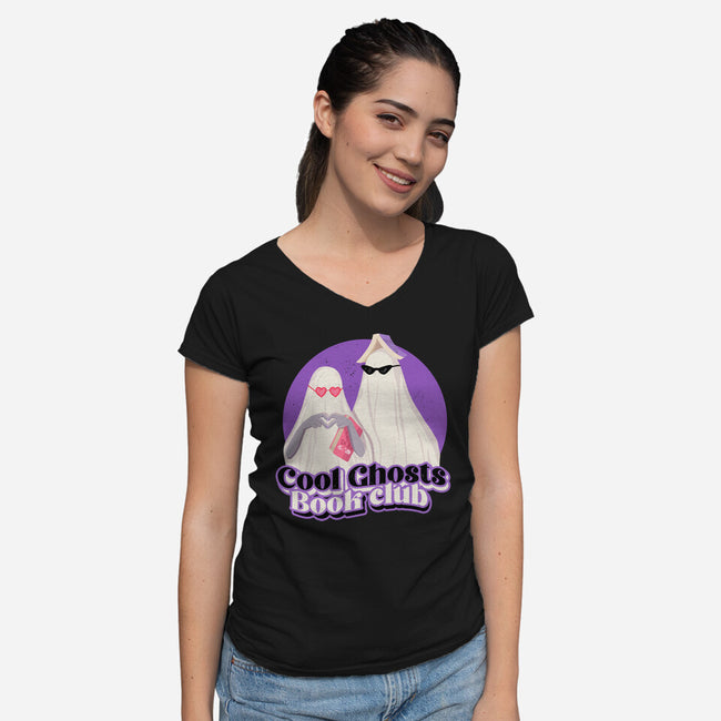 Cool Ghosts Book Club-Womens-V-Neck-Tee-Paola Locks