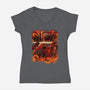 Fire Urban Samurai-Womens-V-Neck-Tee-Bruno Mota