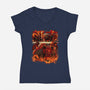 Fire Urban Samurai-Womens-V-Neck-Tee-Bruno Mota