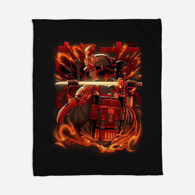 Fire Urban Samurai-None-Fleece-Blanket-Bruno Mota