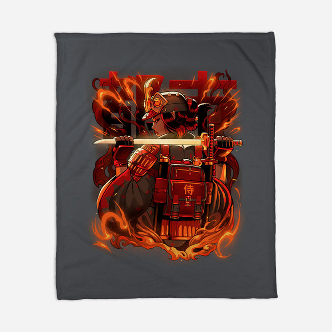 Fire Urban Samurai-None-Fleece-Blanket-Bruno Mota